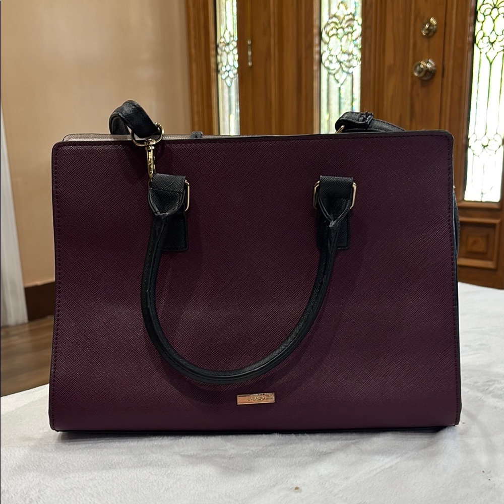 Aldo Maroon , Black, & Cream Satchel